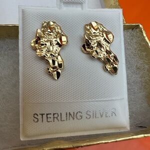 Brand new in the box yellow 925 Sterling Silver Nugget pushback Earrings